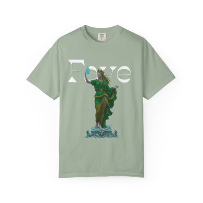 Dark academia t-shirt with classical statue and editorial typography
