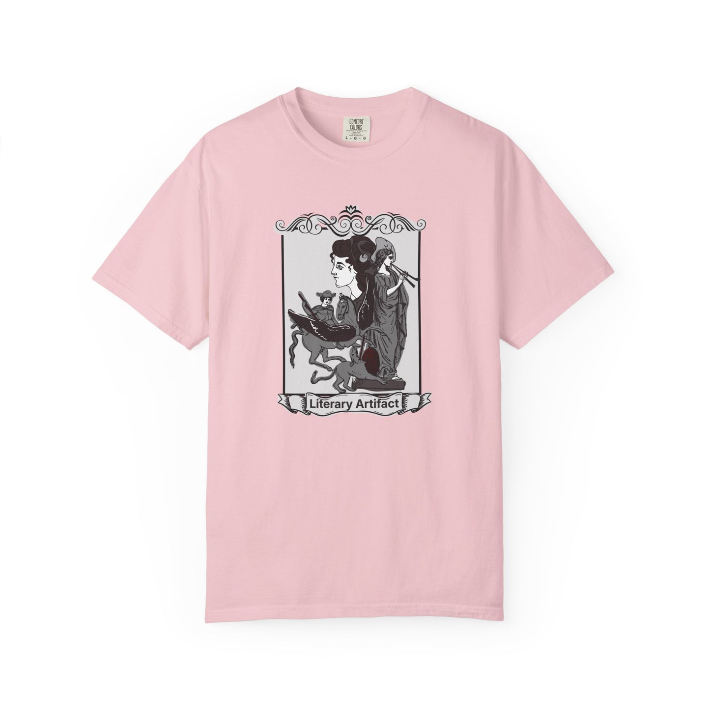 Dark academia t shirt styled with worn jeans and a cardigan for a cozy bookish outfit