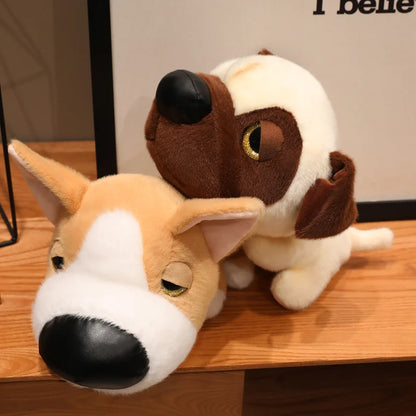 Dark brown pug plushie with chubby cartoon face 30cm stuffed animal