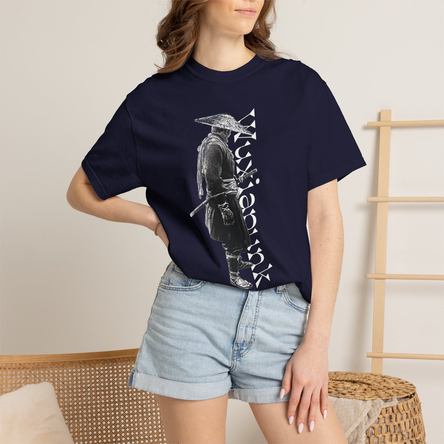 Dark fantasy martial arts wanderer graphic heavyweight garment dyed cotton tee