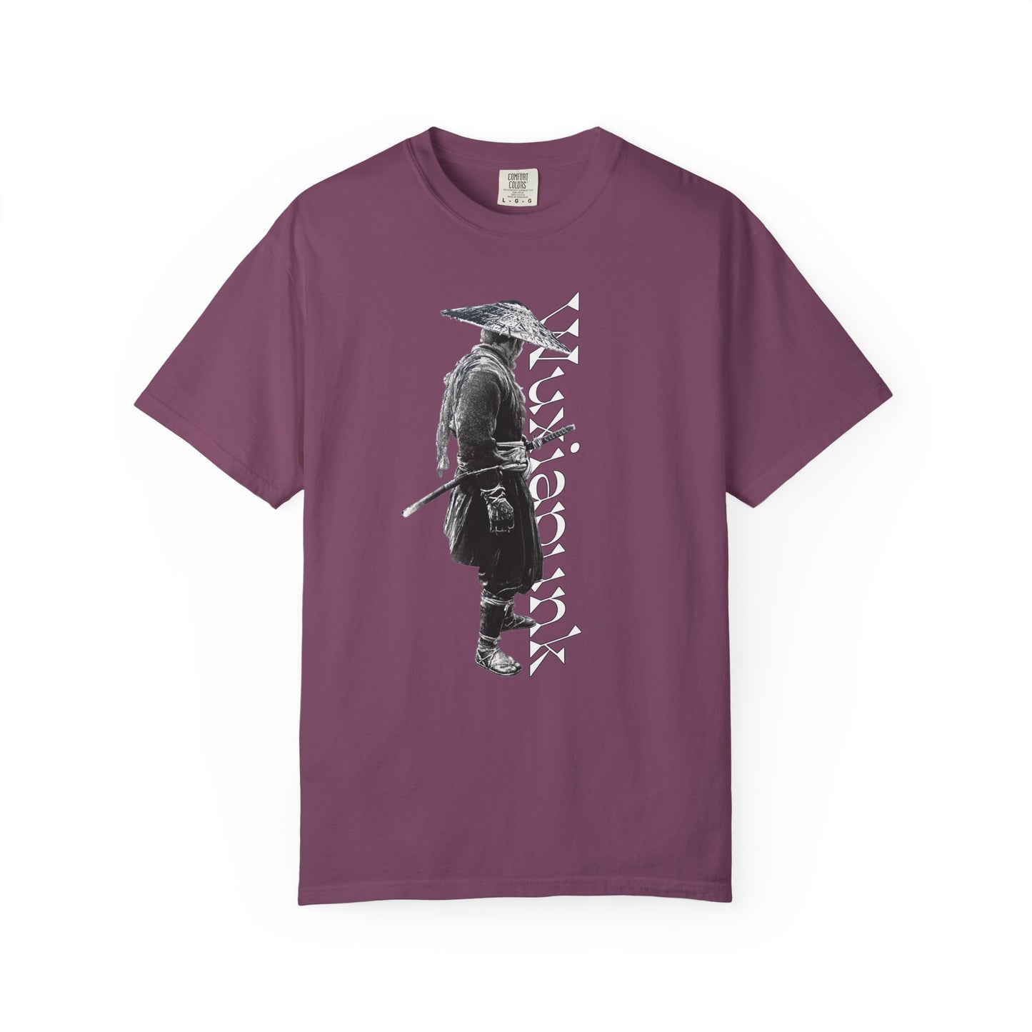 Dark martial arts straw hat wanderer graphic heavyweight garment dyed cotton tee