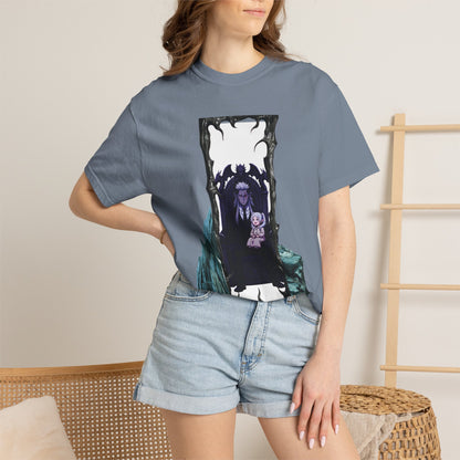 Dark portal tee in alternate colorway highlighting how garment dyed finish complements gothic vampire design
