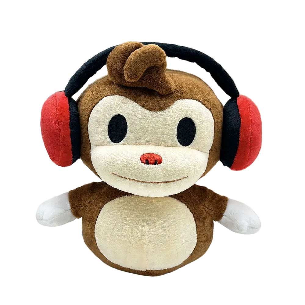 Deaf monkey plushie from BOMBANANA franchise with red headphones 22cm handmade plush