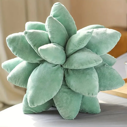 Decorative plush throw pillow shaped like a blooming succulent