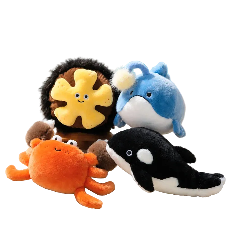 Deep Sea Buddies deep sea plush pillow collection all four variants on white background