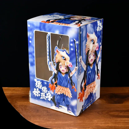 Demon slayer Nezuko figure close-up facial detail with signature bamboo mouthpiece
