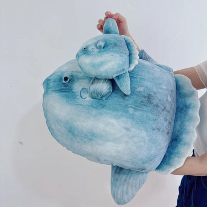 Derpy ocean sunfish plush featuring detailed sculpted texture and face