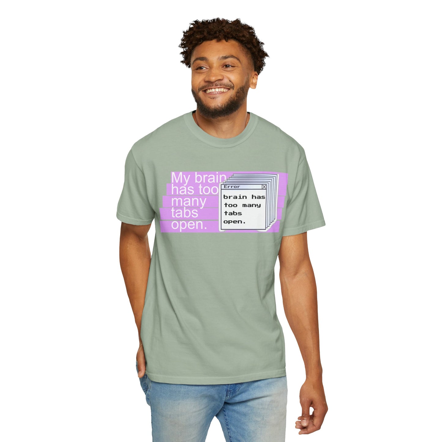 Designed by Aprasi brain error graphic tee, multiple color swatches display