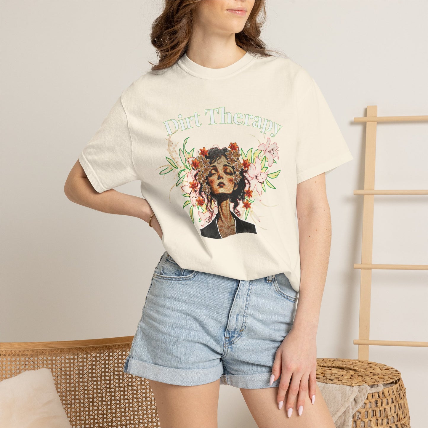 Designed by Aprasi healing floral botanical unisex graphic tee in multiple colors