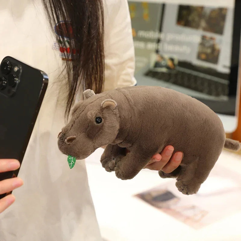 Detail shot of the durable stitching on the Deng Stuffed hippo plush