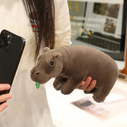 Detail shot of the durable stitching on the Deng Stuffed hippo plush