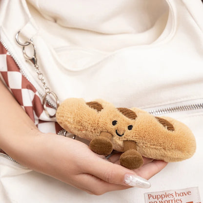 Detailed baguette stuffed toy with realistic bread texture
