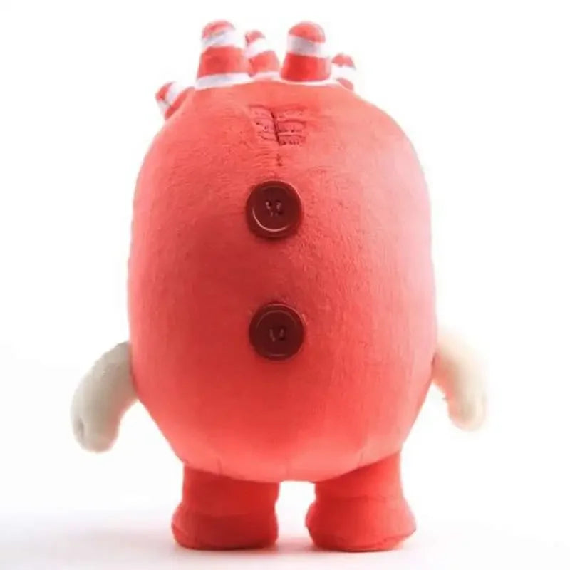 Detailed stitching of Oddbods cartoon plushies