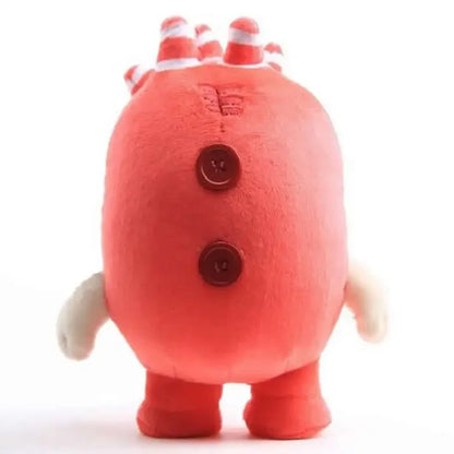 Detailed stitching of Oddbods cartoon plushies