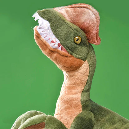 Dilophosaurus dinosaur stuffed animal rest mode relaxed side view