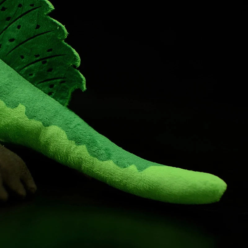 Dinosaur plush collectible Spinosaurus green sailback side profile full body view