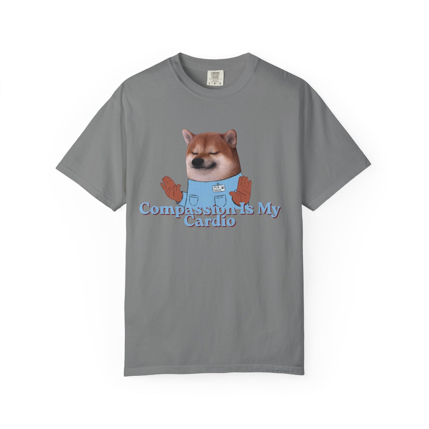 Dog mom graphic tee with Compassion Is My Cardio text