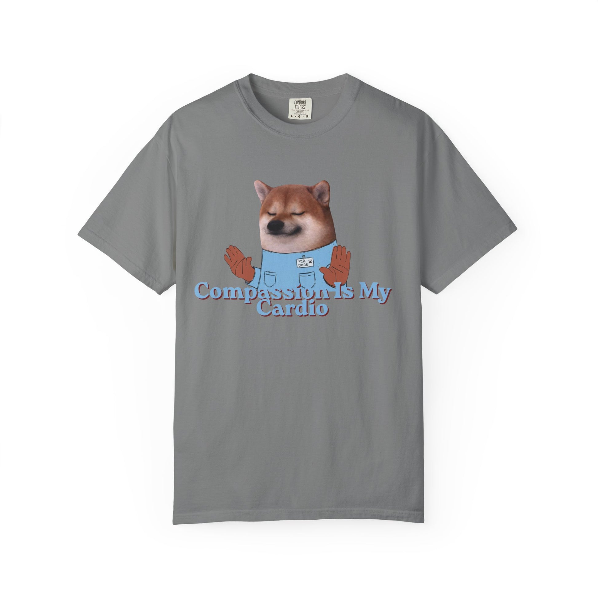 Dog mom graphic tee with Compassion Is My Cardio text