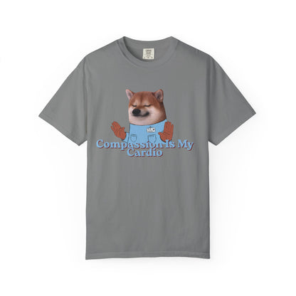 Dog mom graphic tee with Compassion Is My Cardio text