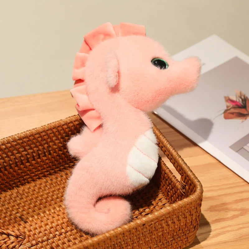 Dolphin toy and walrus plushie side by side 30cm and 22cm size comparison