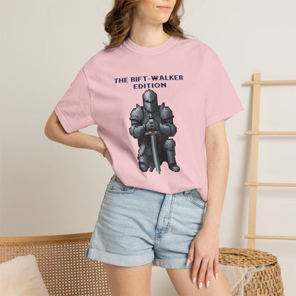 Drape and relaxed fit silhouette of the Rift-Walker Edition vintage gaming streetwear tee
