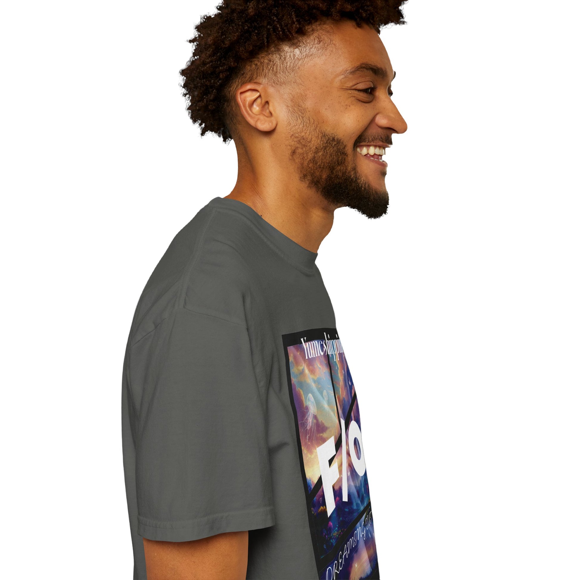 Dreamscape yumeshipping graphic tee with F/O typography and celestial jellyfish night sky design