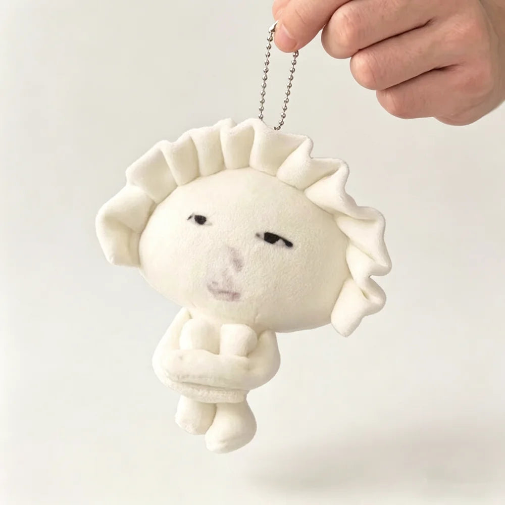 Dumpling stuffed toy keychain soft plush fabric detail
