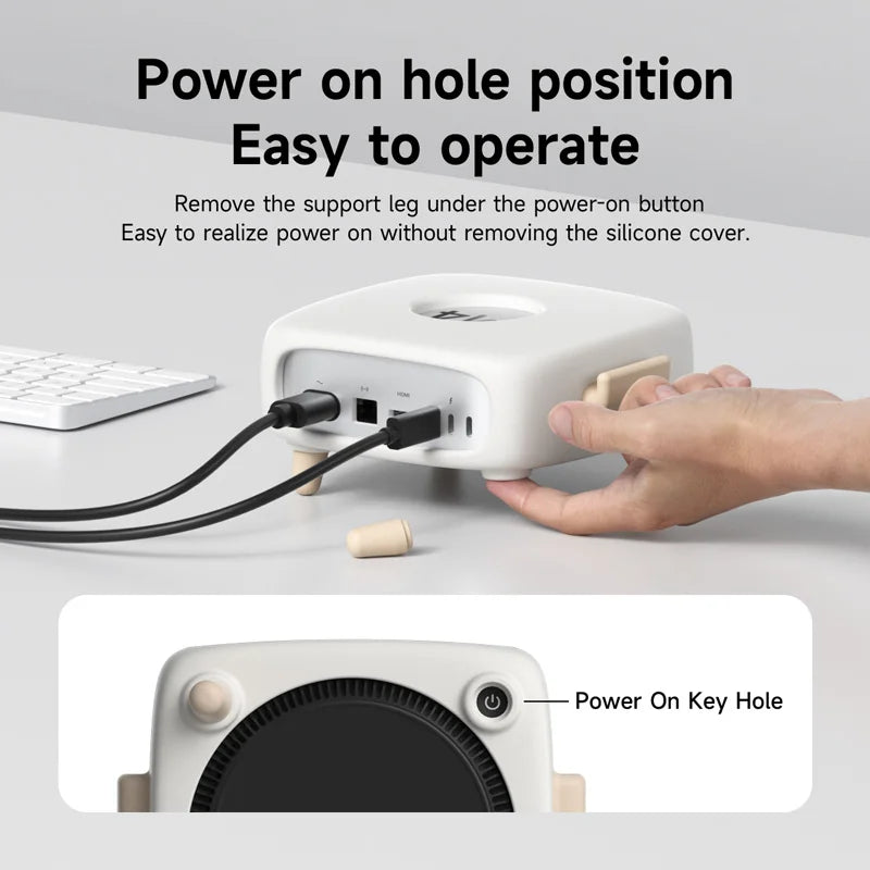 Dustproof dock stand for Mac Mini M4 Pro in retro grey.