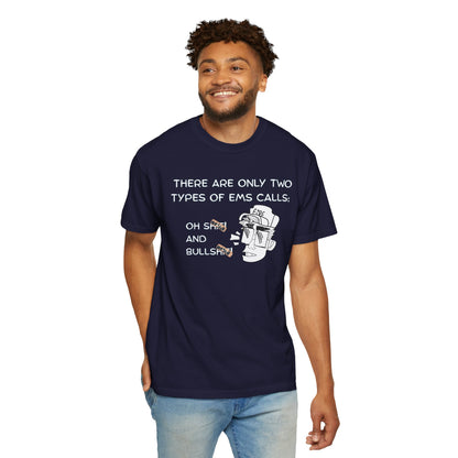 EMT gift t-shirt flat lay Comfort Colors heavyweight cotton first responder humor