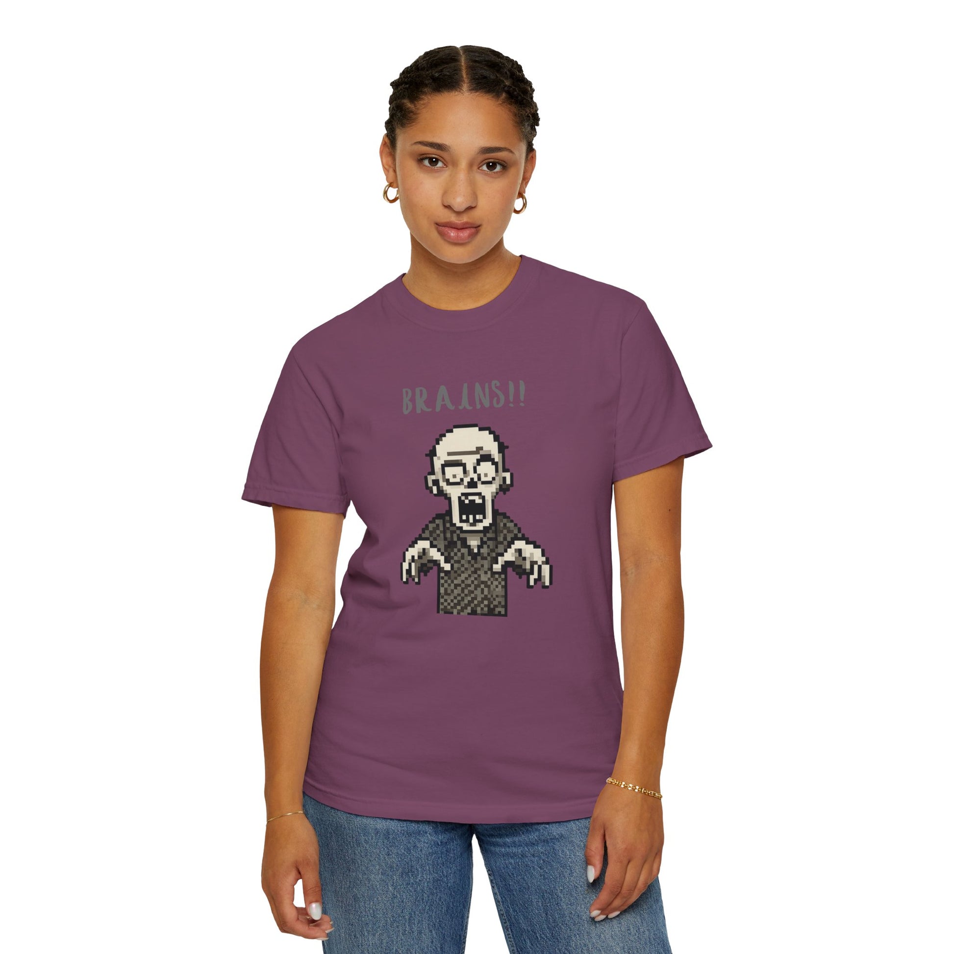 Edgy pixel art zombie streetwear.