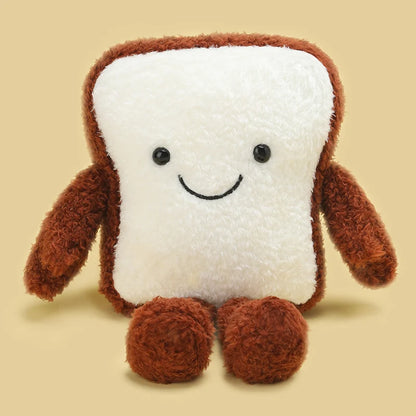 Egg tart plush kawaii food character with golden filling design close up