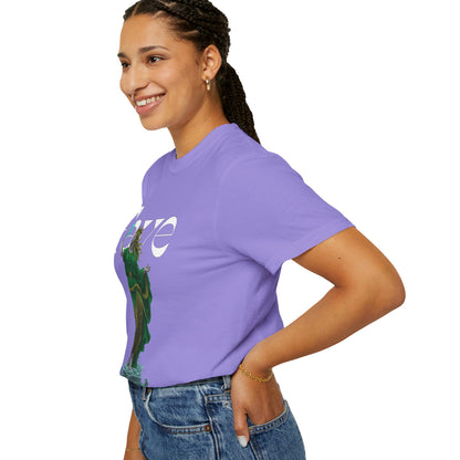 Emerald goddess art shirt editorial typography zoom in
