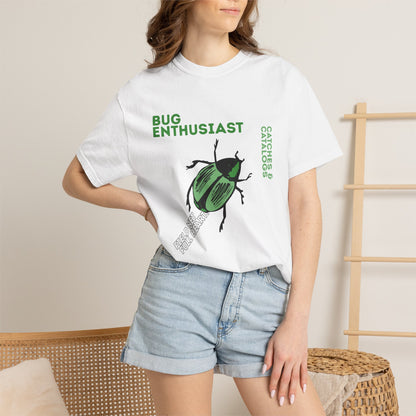 Entomology apparel bug collector shirt styled with khaki pants outdoors