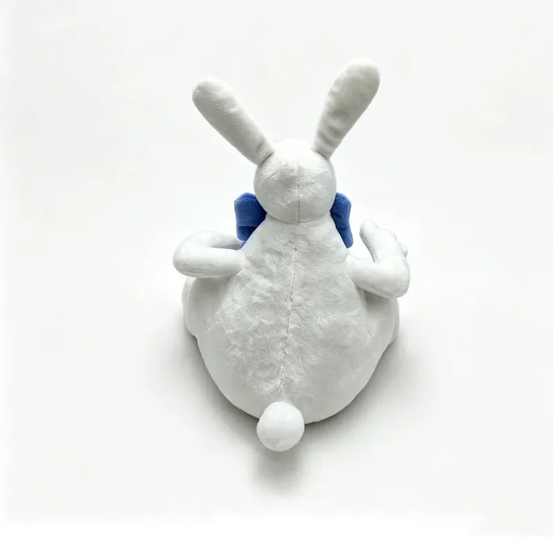 Evil bunny plush 24cm size comparison next to hand
