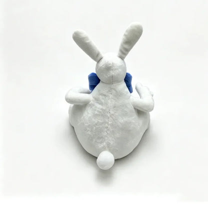 Evil bunny plush 24cm size comparison next to hand

