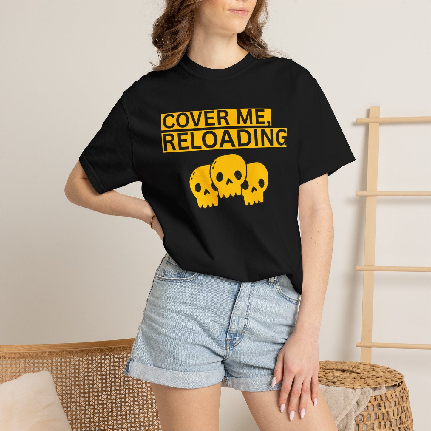 FPS callout graphic tee cover me reloading heavyweight cotton streetwear outfit