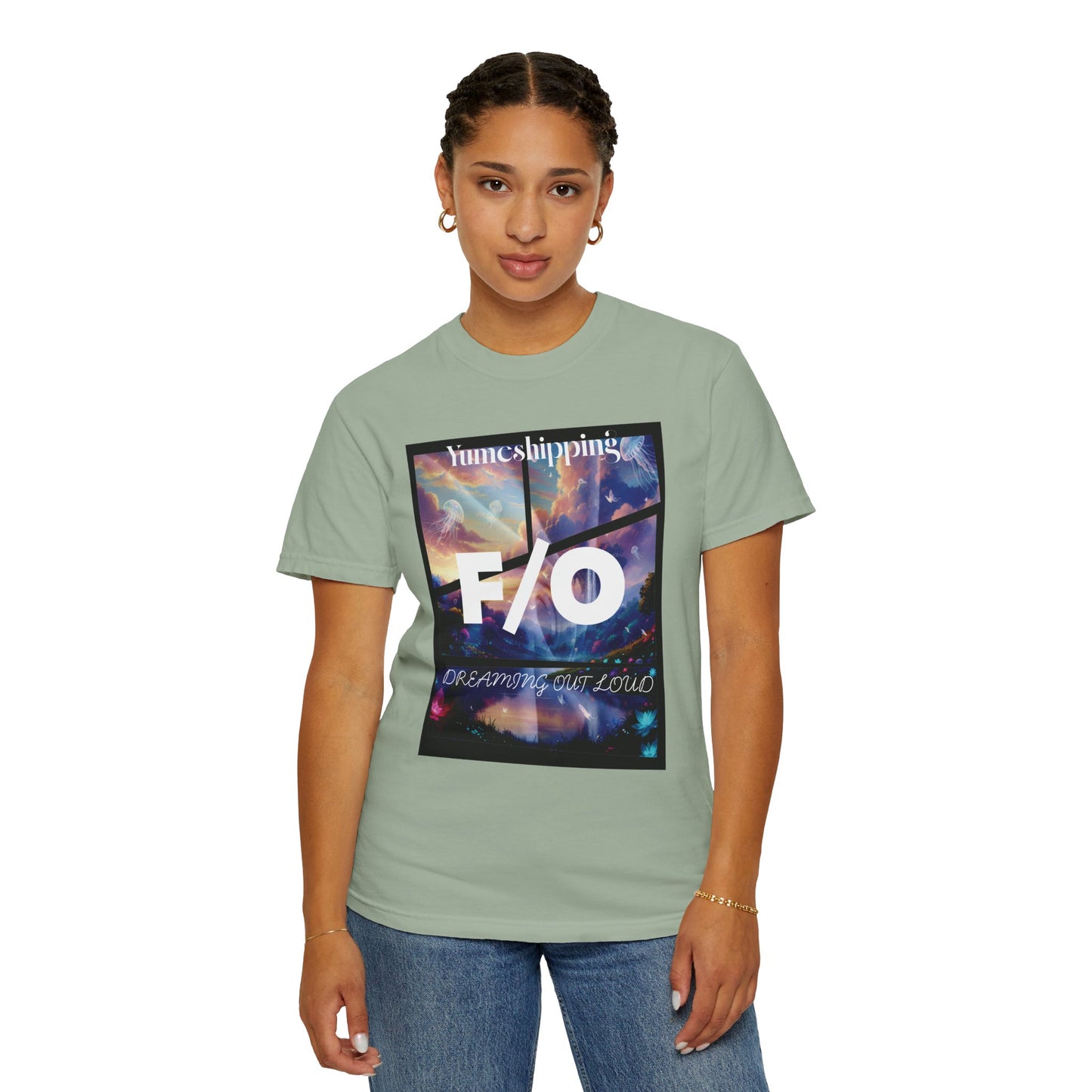 F/O graphic tee with abstract night sky design for self-shippers, Comfort Colors 1717