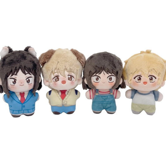 Fan inspired Skip and Loafer plush featuring Mitsumi Iwakura or Sousuke Shima. Choose casual or school uniform style. Handmade kawaii anime plushie, 10cm.