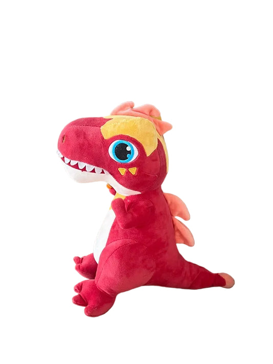 Fan inspired superhero universe dinosaur plush toy collectible shelf display
