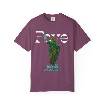 Fayee tees Guardian of the Crystal Realm goddess design detail shot
