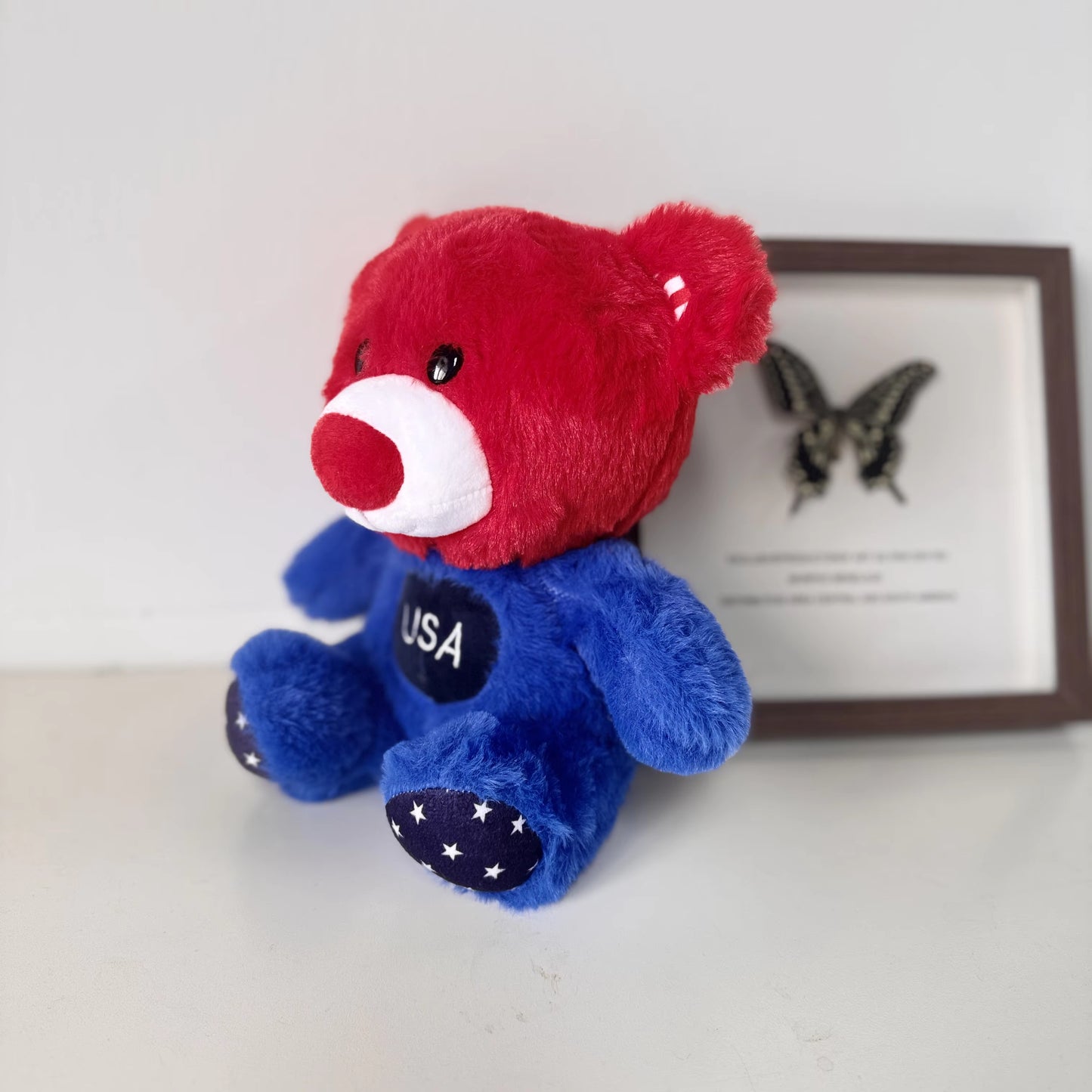 Fiesta plush patriotic keepsake bear side view
