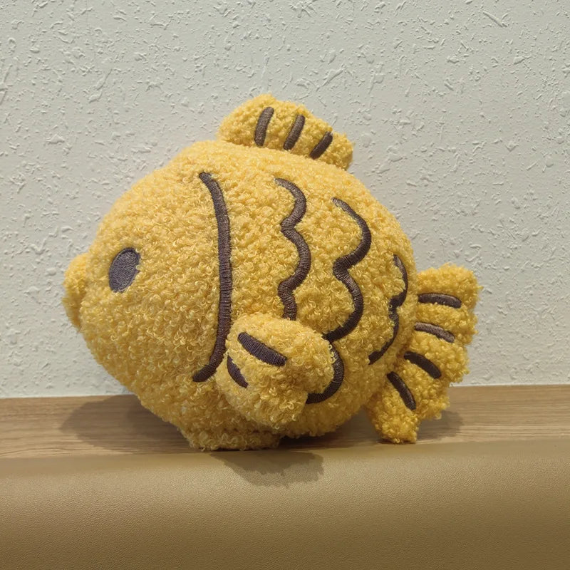Fish shaped plush kawaii Japanese snack toy PP cotton filling visible texture
