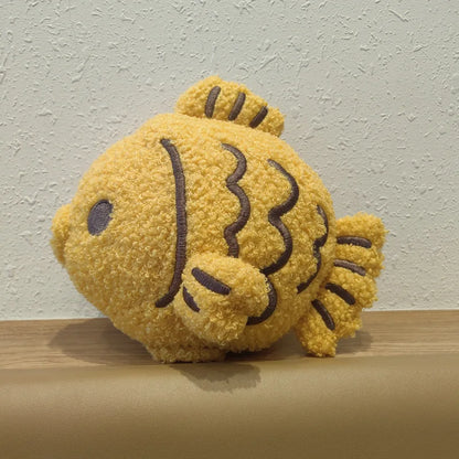 Fish shaped plush kawaii Japanese snack toy PP cotton filling visible texture
