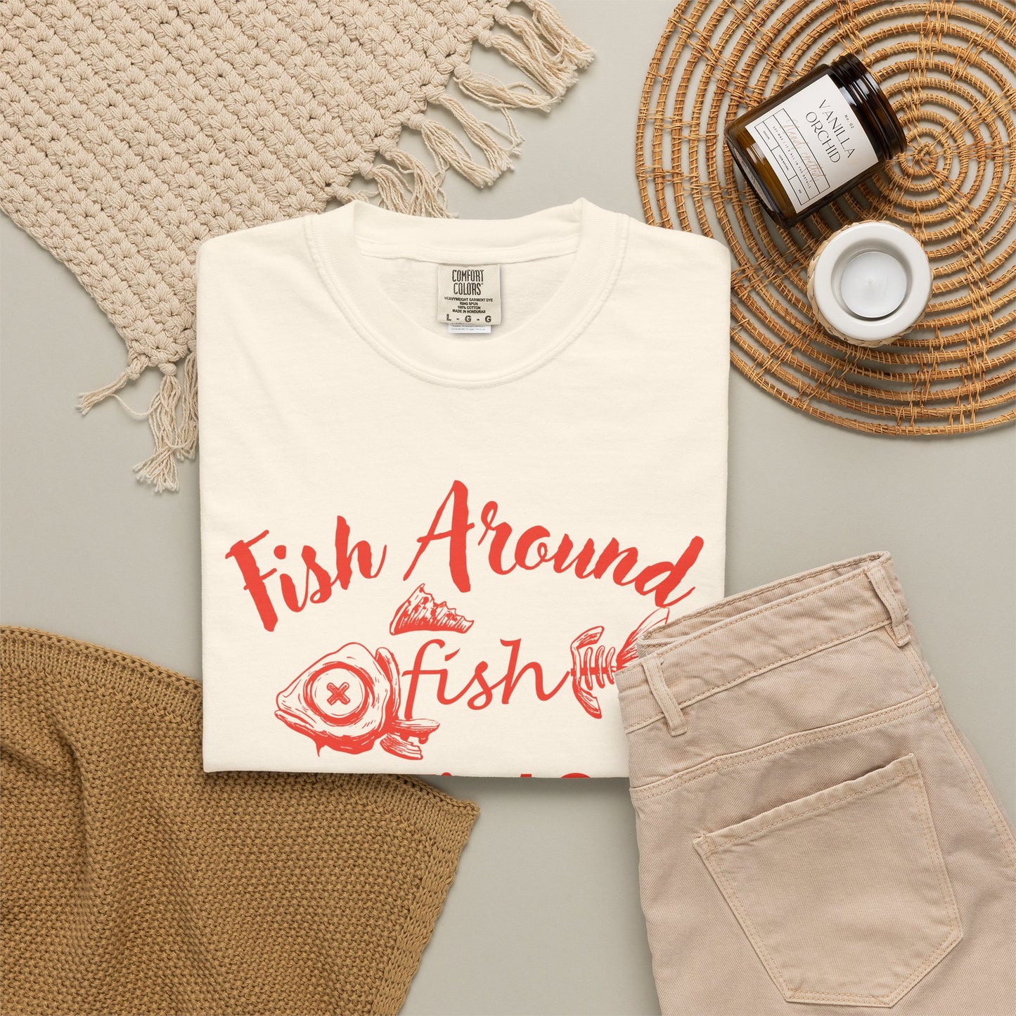 Fishing dad shirt funny angler gift tee Fish Around and Find Out printed on sage green colorway