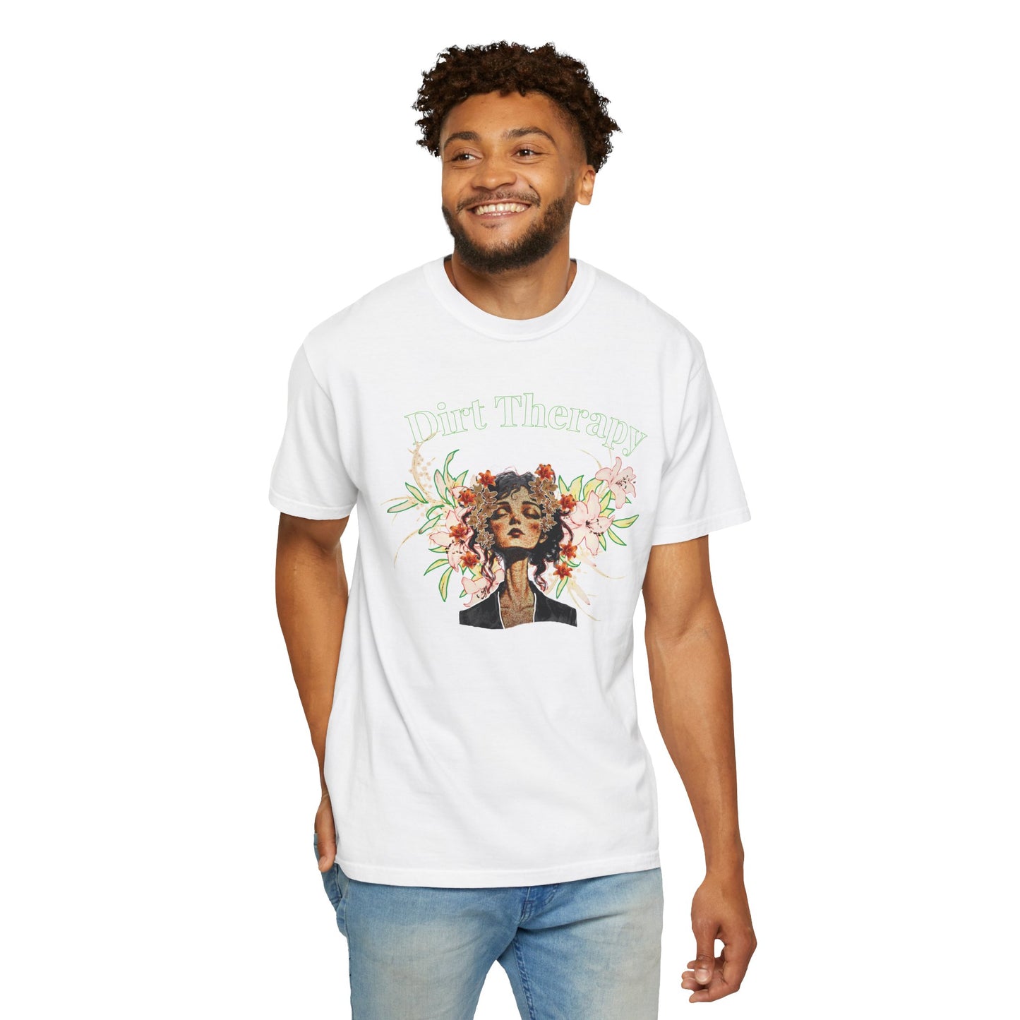 Floral printed unisex tee size S through 3XL Comfort Colors 6.1oz cotton