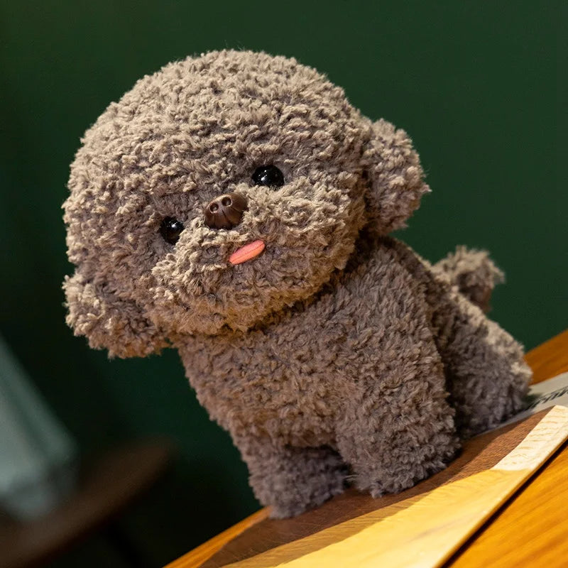 Fluffy sleeping companion pillow gray kawaii dog plush 32cm