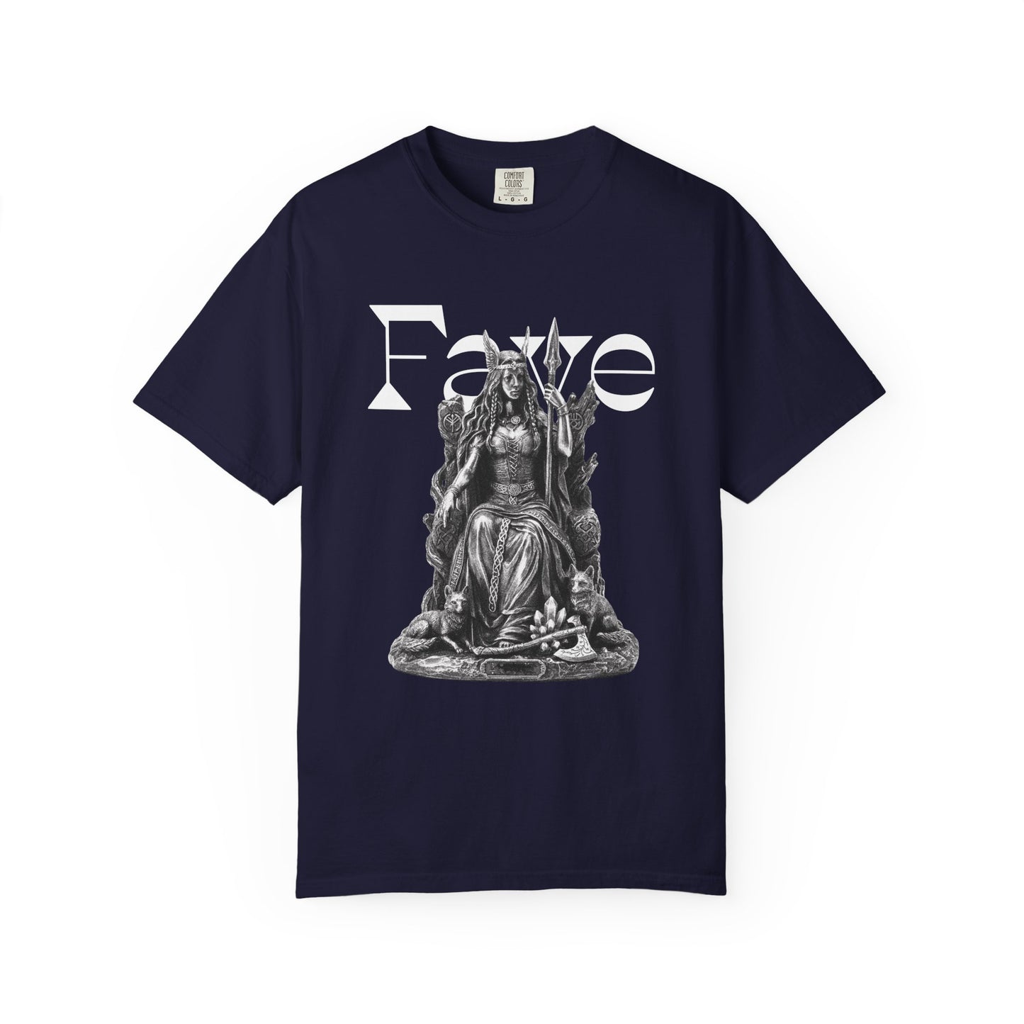 Folkvangr shirt artwork showing the goddess who chooses the slain
