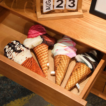 Food plushie ice cream with PP cotton filling close-up