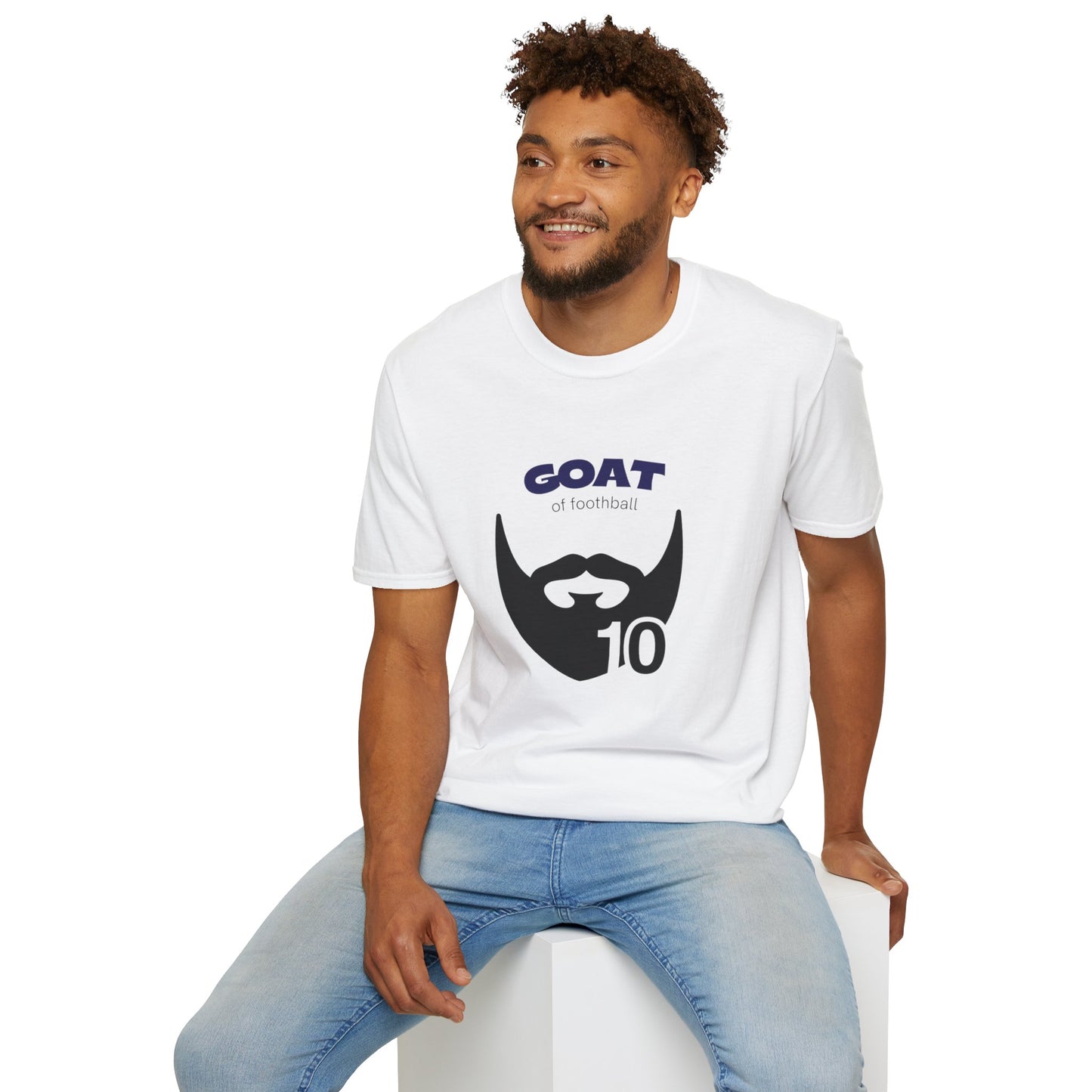 Football GOAT tribute tee back view showing clean tubular knit construction
