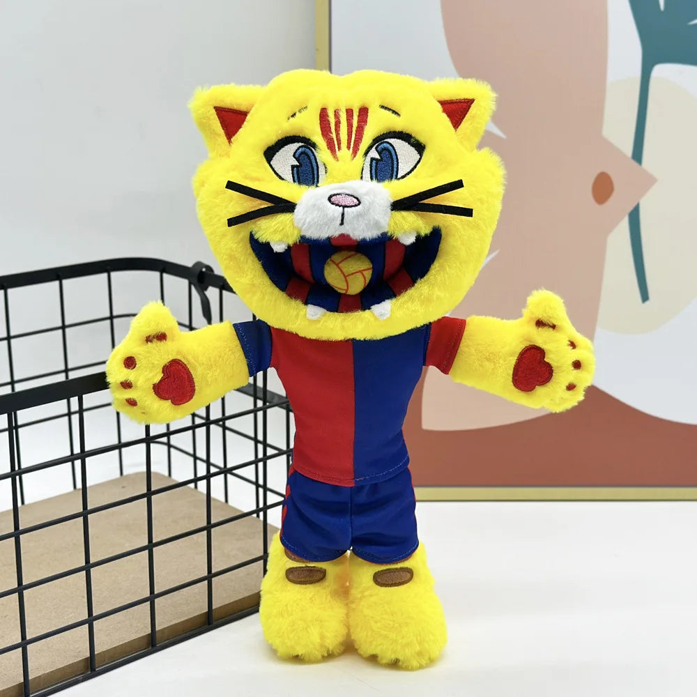 Football club cat plush toy display shelf collector setup
